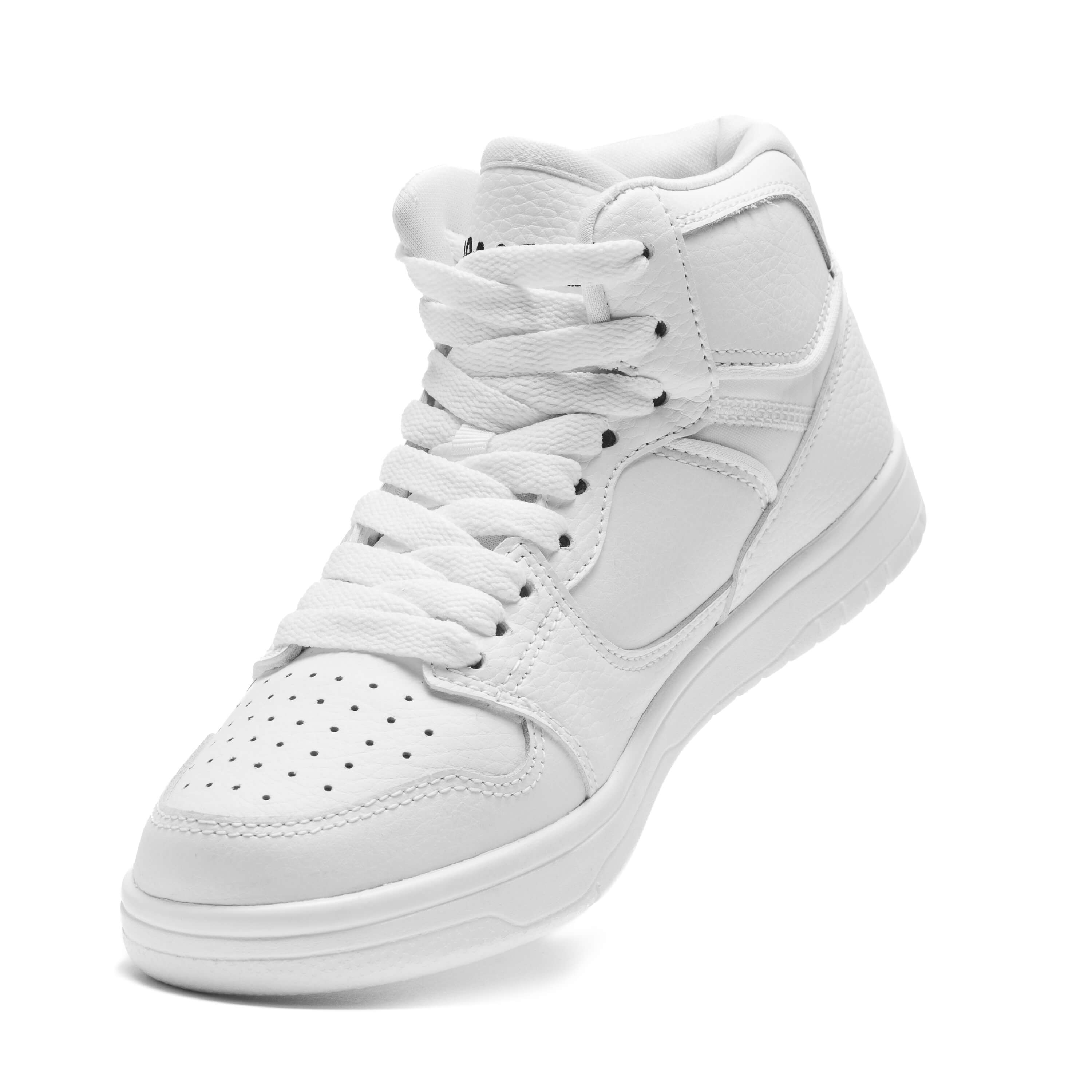 Rumpfs 1535 Brooklyn Dance Sneaker in Weiss, ideal für Hip-Hop, schräg auf weißem Hintergrund dargestellt.